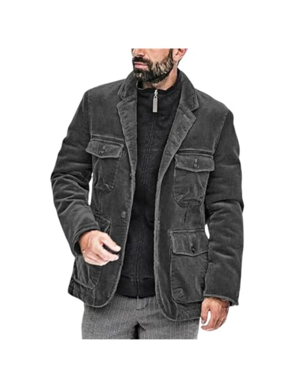 Men's Vintage Corduroy Notched Lapel Button Down Blazer